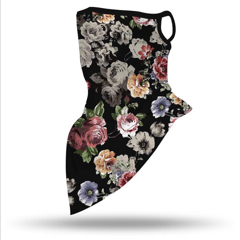 YAYOUREL Flowers Floral Neck Gaiter Face Mask Covering Bandanas for Men Women Summer UV Face Scarf Mask Cover Ear Loop Hole Triangle Facemask Headwear for Fishing Running Cycling Hiking - Image 5